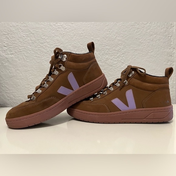 Veja Brown Lavande Roraima Nubuck High Top Sneakers 8 - Picture 2 of 5